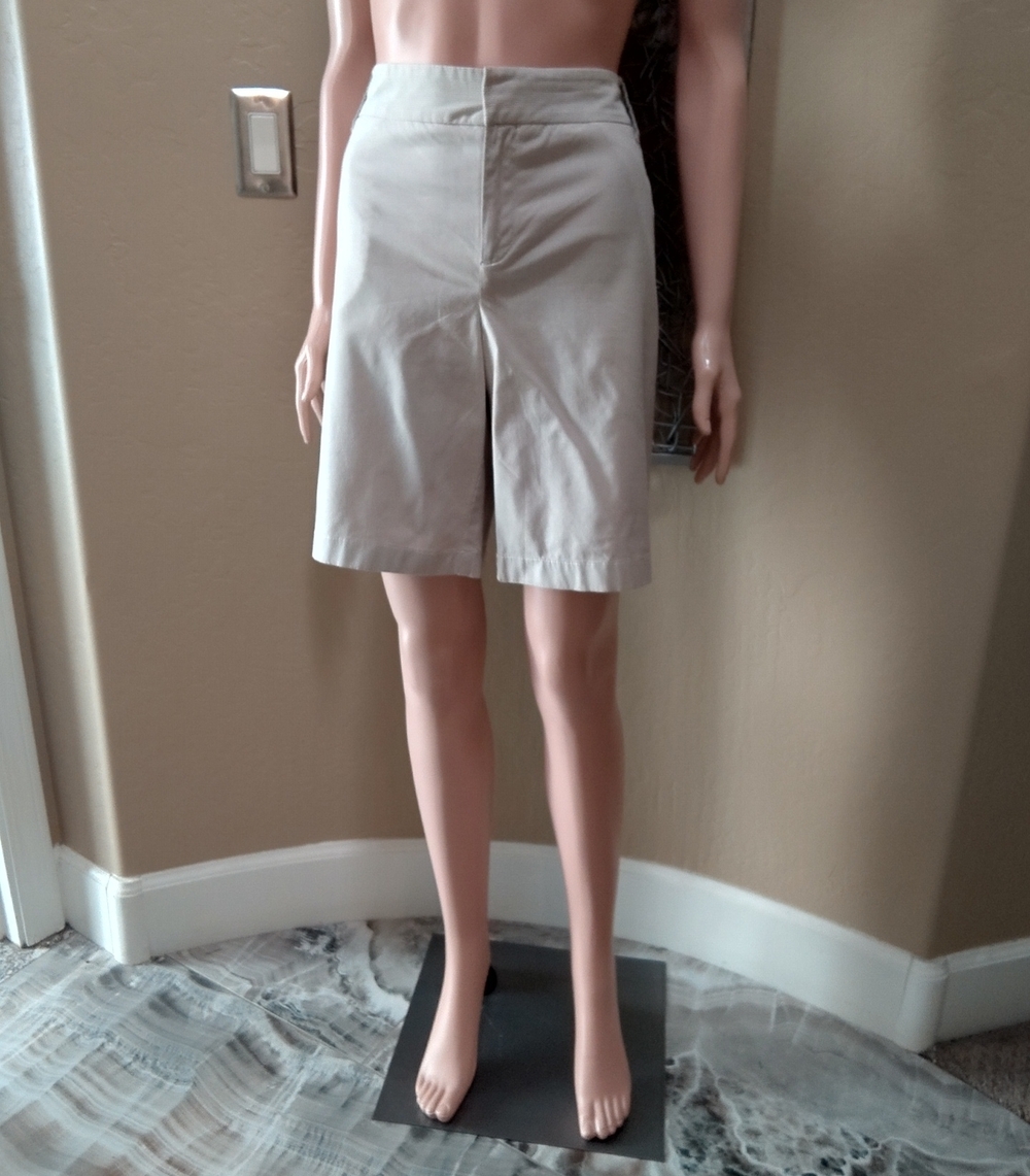 Caslon Beige and White Stripe Classic Flat Front Shorts